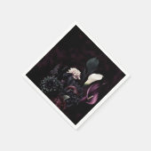 Donker Moody Romantisch Bloemen Wit Bruiloft Servet (Hoek)