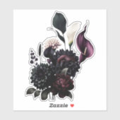 Donker Moody Romantisch Bloemen Wit Bruiloft Sticker (Vel)