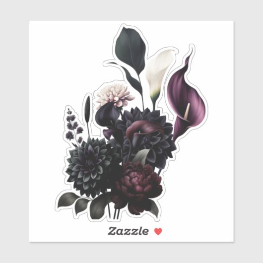 Donker Moody Romantisch Bloemen Wit Bruiloft Sticker (Vel)