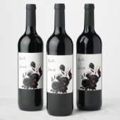Donker Moody Romantisch Bloemen Wit Bruiloft Wijn Etiket (Flessen)