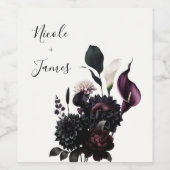 Donker Moody Romantisch Bloemen Wit Bruiloft Wijn Etiket (Enkel label)