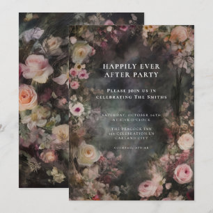 Donker Moody Romantische Bloemen Bruiloft Receptie Kaart