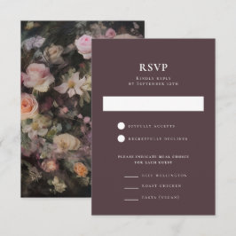 Donker Moody Romantische Bloemen Bruiloft Receptie RSVP Kaartje
