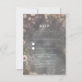 Donker Moody Romantische Bloemen Bruiloft Receptie RSVP Kaartje