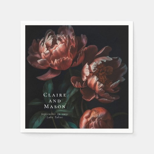 Donker Moody Romantische Gotische Bloemen Bruiloft Servet (Voorkant)