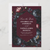 Donker Moody Romantische pioen Gotische bruiloft f Save The Date (Voorkant)