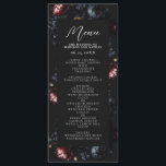 Donker Moody Romantische Zwarte pioen Gotische bru Menu<br><div class="desc">Zet het podium voor een spookachtig elegant evenement met deze gotische menu's. Deze luxe bloemen bruiloft menu's zijn voorzien van een boeket van zwarte en rode pioenen en blauwe bessen tegen een zwarte achtergrond. Het is perfect voor een dramatisch en onvergetelijk feest. Ze zijn ideaal voor liefhebbers van duistere romance...</div>
