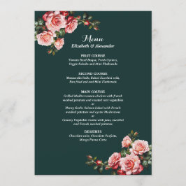 Donker Moody roze en rode rozen groene bruiloft Menu