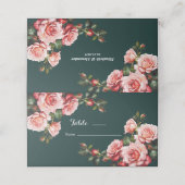 Donker Moody roze en rode rozen groene bruiloft Plaatskaartje (Buitenkant ongevouwen)