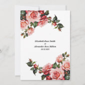 Donker Moody roze en rode rozen groene bruiloft Save The Date (Achterkant)