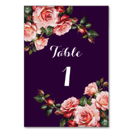 Donker Moody roze en rode rozen paarse bruiloft Kaart