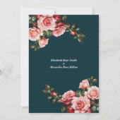 Donker moody roze en rode rozen Repetitie Diner Kaart (Achterkant)