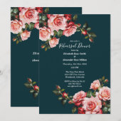 Donker moody roze en rode rozen Repetitie Diner Kaart (Voorkant / Achterkant)