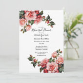 Donker moody roze en rode rozen Repetitie Diner Kaart (Staand voorkant)