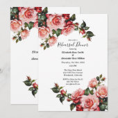 Donker moody roze en rode rozen Repetitie Diner Kaart (Voorkant / Achterkant)