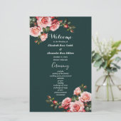 Donker Moody roze rode rozen groen bruiloft progra (Staand voorkant)