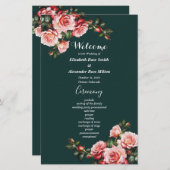 Donker Moody roze rode rozen groen bruiloft progra (Voorkant / Achterkant)