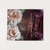 Donker + Moody rustieke bloemenbruiloft achtergron Wandkleed (Voorkant (horizontaal))