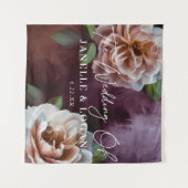 Donker + Moody rustieke bloemenbruiloft achtergron Wandkleed (Voorkant (horizontaal))