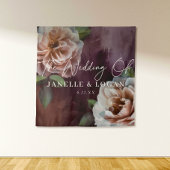 Donker + Moody rustieke bloemenbruiloft achtergron Wandkleed