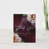 Donker + Moody rustieke bloemenbruiloft dank u Bedankkaart (Voorkant)
