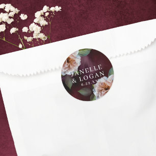 Donker + Moody rustieke bloemenbruiloft gunst Ronde Sticker