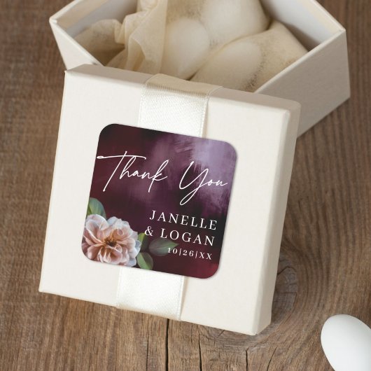 Donker + Moody rustieke bloemenbruiloft gunst Vierkante Sticker