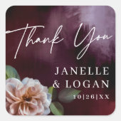 Donker + Moody rustieke bloemenbruiloft gunst Vierkante Sticker (Voorkant)