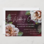 Donker + Moody rustieke bloemenbruiloft Kaart (Voorkant)