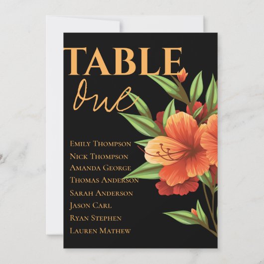 Donker Moody Sinaasappel Bloemen Tafel Zitje (Achterkant)