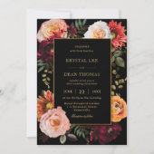 Donker Moody Sinaasappel Bourgogne Blush Bloemen B Kaart (Voorkant)