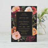 Donker Moody Sinaasappel Bourgogne Blush Bloemen B Kaart (Staand voorkant)