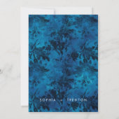 Donker Moody Zwart & Blauw Damast Foto Bruiloft Save The Date (Achterkant)