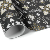 Donker Moody Zwart en Goud Mandala Kerstmis Cadeaupapier (Rol Hoek)