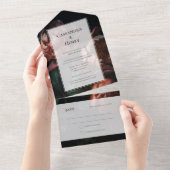 Donker Moody Zwart Gotische Bloemen Bruiloft All In One Uitnodiging (Afscheurbaar)