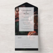 Donker Moody Zwart Gotische Bloemen Bruiloft All In One Uitnodiging (Binnen)