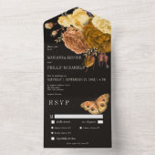 Donker Moody Zwart Herfst Bloemendiner All In One Uitnodiging (Binnen)