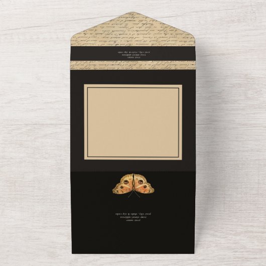 Donker Moody Zwart Herfst Bloemendiner All In One Uitnodiging (Buitenkant)