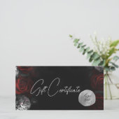 Donker Moody Zwart Rood Bloemen Logo Cadeaubon (Staand voorkant)