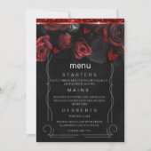 Donker Moody Zwart Rood Bloemen Menu Kaart (Voorkant)