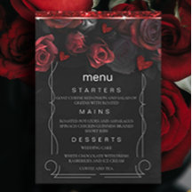 Donker Moody Zwart Rood Bloemen Menu