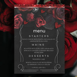 Donker Moody Zwart Rood Bloemen Menu Kaart