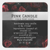 Donker Moody Zwart Rood Bloemen Productlabel Vierkante Sticker (Voorkant)