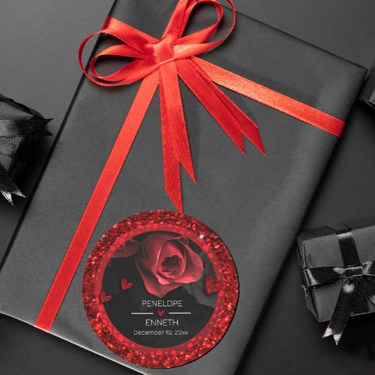 Donker Moody Zwart Rood Bloemen Ronde Sticker