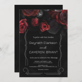 Donker Moody Zwart Rood Bloemen Uitnodiging (Voorkant / Achterkant)
