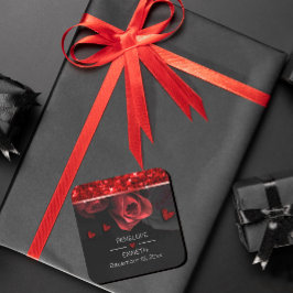 Donker Moody Zwart Rood Bloemen Vierkante Sticker