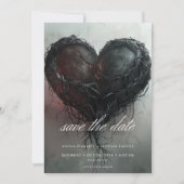 Donker Moody Zwart Twisted Heart Bruiloft Save The Date (Voorkant)