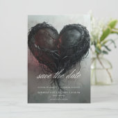 Donker Moody Zwart Twisted Heart Bruiloft Save The Date (Staand voorkant)