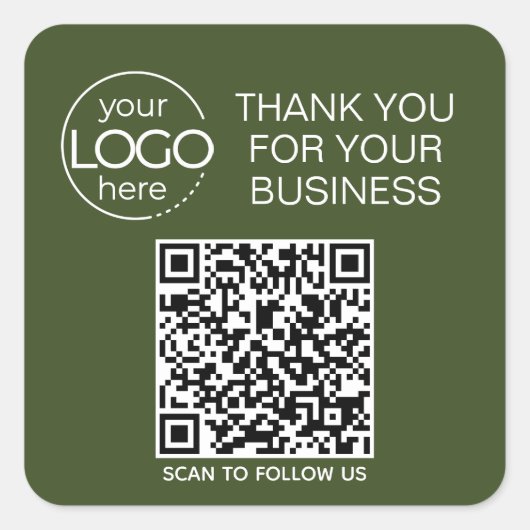Donker Mos Groen QR Code Smart Contact Vierkante Sticker (Voorkant)