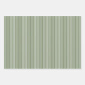 Donker mos groen & witte strepen inpakpapier vel (Voorkant 3)